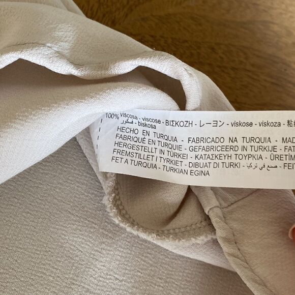 Zara Cream Satin Cowl Neck Mini Slip Dress with Rhinestone Strap Size M - Picture 7 of 12